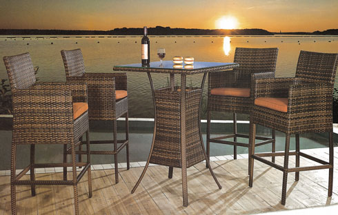 Bộ bàn ghế ngoài trời chất liệu nhựa giả mây cho quán café