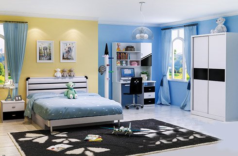 Bộ phòng ngủ cho bé gái sắc xanh nhẹ nhàng