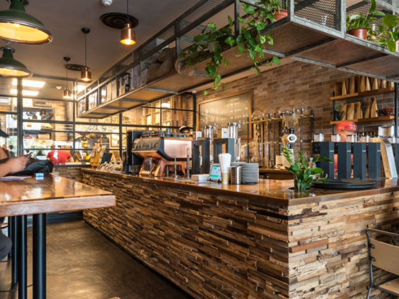 Mẫu quầy café thiết kế hình chữ L