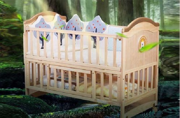 Giường cũi trẻ em bằng gỗ tự nhiên
