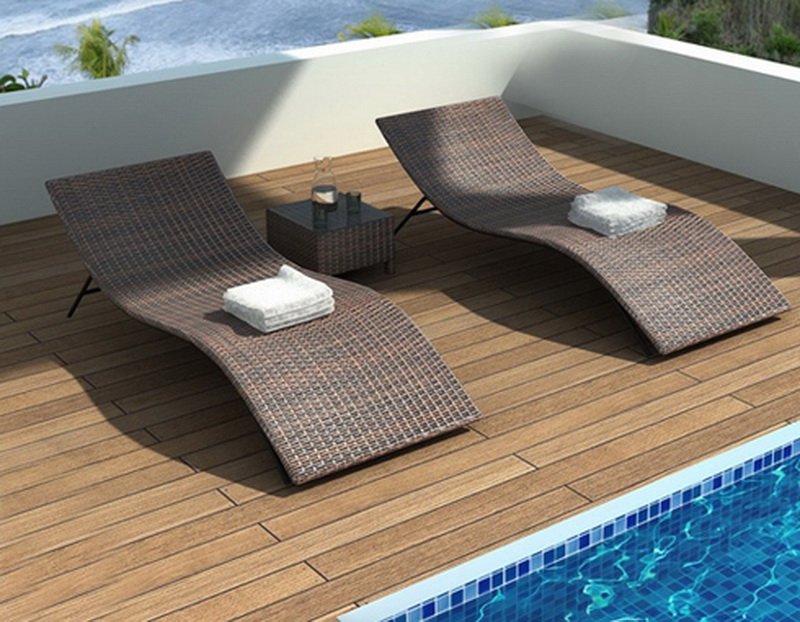 Ghế nằm ngoài trời sử dụng chất liệu nhựa giả mây