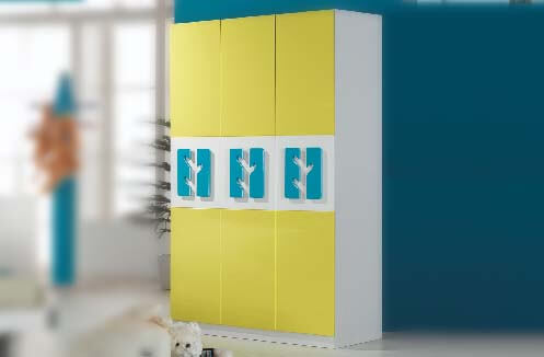 Mẫu tủ quần áo gỗ MDF màu vàng hiện đại