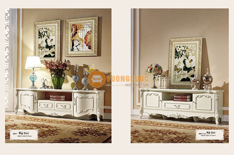 Các mẫu kệ tivi gỗ công nghiệp phong cách cổ điển