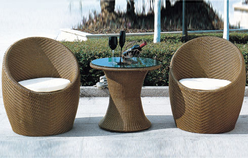 Bộ bàn ghế mây nhựa thiết kế độc đáo