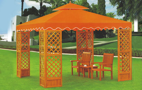 Bộ bàn ghế gỗ có mái che