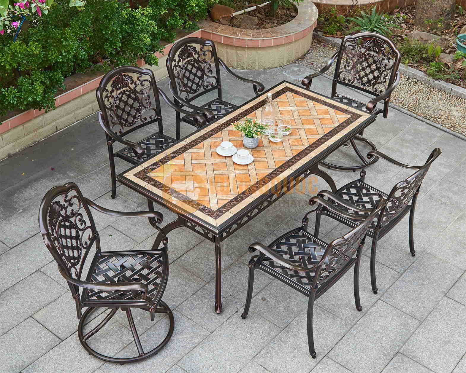 Bộ bàn ghế sân vườn ốp đá