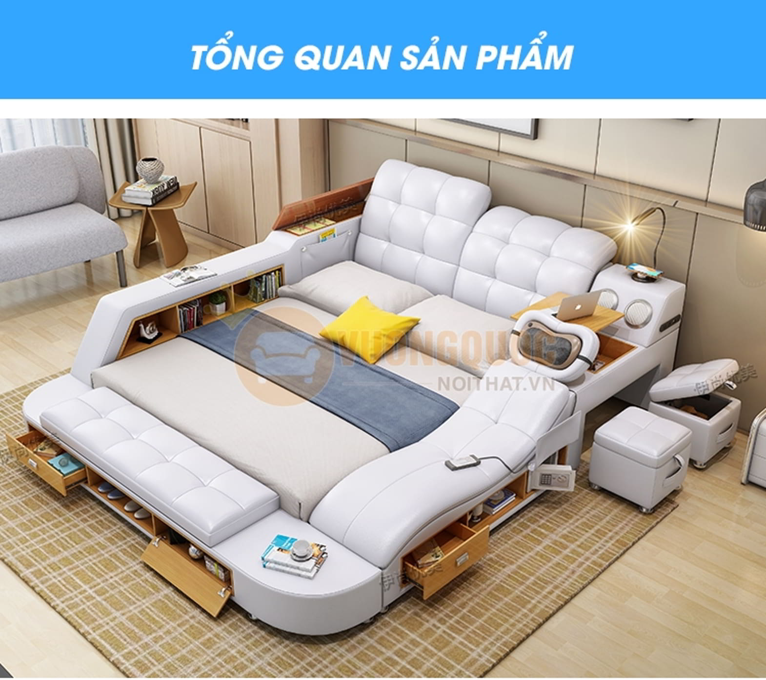 Gợi ý các mẫu giường ngủ đa năng thông minh có ghế massage