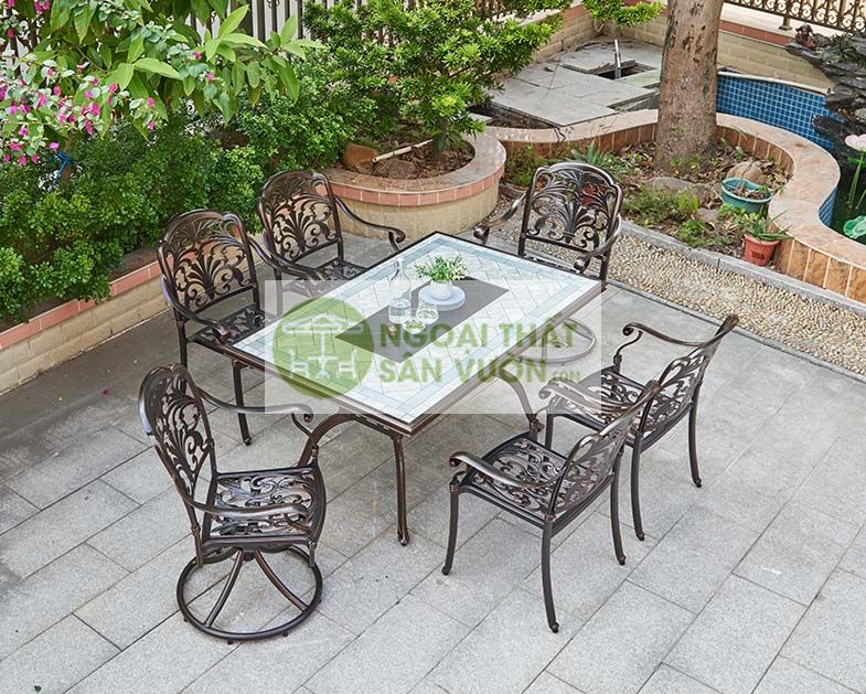 Bộ bàn ghế lẩu nướng ngoài trời hiện đại ZXM15016FK085