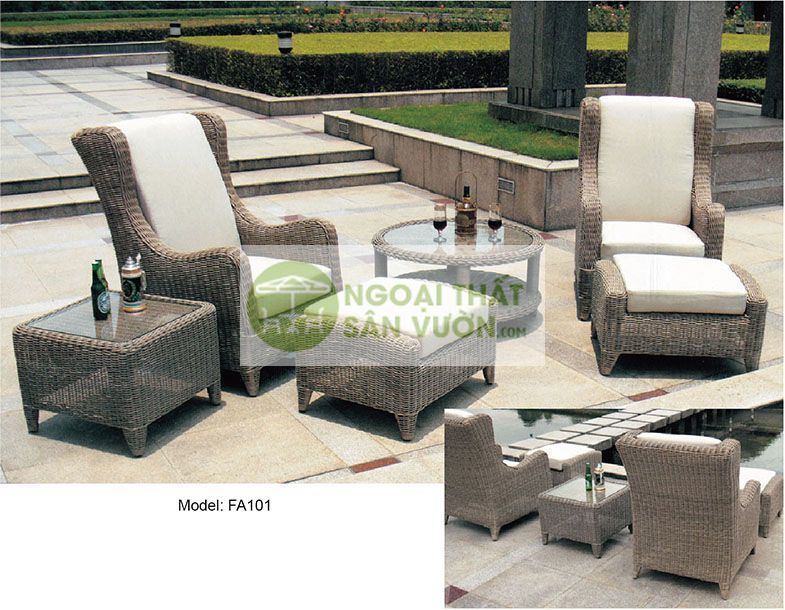 Bộ bàn ghế ngoài trời nhựa giả mây ZXFA101