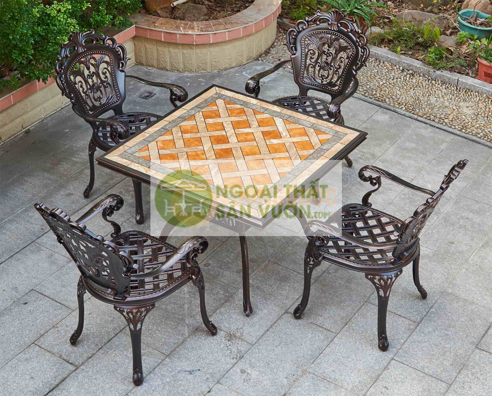 Bộ bàn ghế sân vườn sang trọng nhôm đúc ZXM1006-FK0716