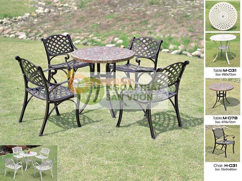 Bộ bàn ghế ngoài trời phong cách Châu Âu ZXM078H031